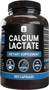 Pure Original Ingredients Calcium Lactate (365 Capsules) No Magnesium Or Rice Fillers, Always Pure, Lab Verified in Pakistan