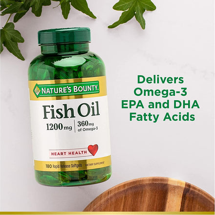 Nature’s Fish Oil 1200 mg Heart Health Support Supplement with Omega 3 EPA & DHA Soft gels