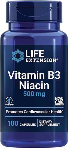 Life Extension Vitamin B3 Niacin 500 mg – Niacin (Vitamin B3), Supports Heart Health, Promotes cellular energy production – Gluten-Free, Non-GMO – 100 Capsules in Pakistan in Pakistan