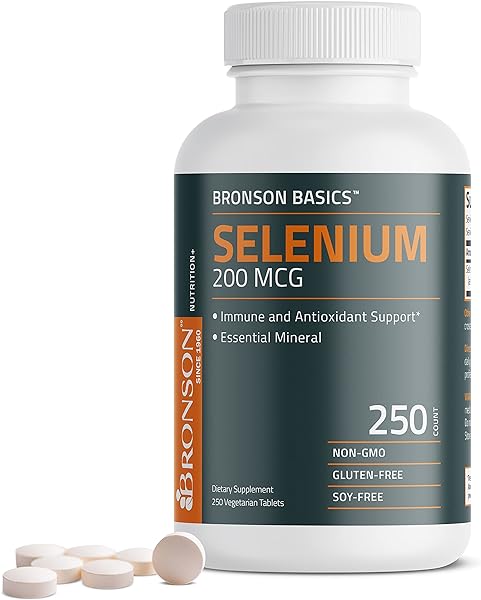 Bronson Selenium 200 mcg Immune & Antioxidant Support Essential Mineral, 250 Vegetarian Tablets in Pakistan in Pakistan