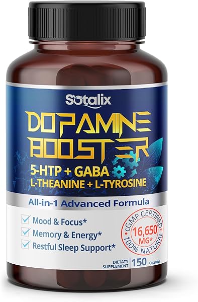 5-HTP + GABA 16,450mg with L-Theanine + L-Tyrosine - Mood & Focus, Memory & Energy, Restful Sleep Support - USA made & tested (150-day supply (pack of 1)) in Pakistan