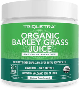 Organic Barley Grass Juice Powder - Grown in Volcanic Soil of Utah - Raw & BioActive Form, Cold-Pressed then CO2 Dried – Gluten Free, GMO free, Vegan - Complements Wheatgrass Juice Powder - 5.3 oz in Pakistan