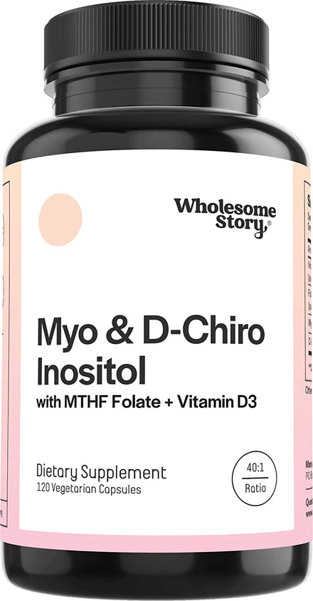 Myo-Inositol & D-Chiro Inositol Capsules with MTHF, Folate, Vitamin D| Support for Ovarian Function, Hormone Balance, PCOS, & Homocysteine Levels | Fertility Supplements for Women | 40:1 Ratio