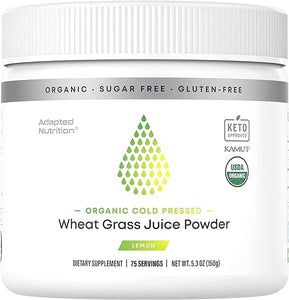 Organic Wheatgrass Juice Powder with Kamut | 75 Servings | Chlorophyll & Trace Minerals | No Maltodextrin & Sugar | Delicious Lemon Flavor in Pakistan