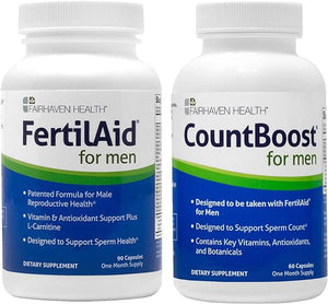 FertilAid for Men and CountBoost Combo - Male Fertility Supplement, Bar - Count, Motility & Morphology Support - Antioxidant & Specialty Vitamins for Male Fertility in Pakistan