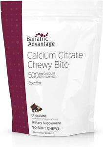 Bariatric Advantage Calcium Citrate Chewy Bites 500mg with Vitamin D3 for Bariatric Surgery Patients Including Gastric Bypass and Sleeve Gastrectomy, Sugar Free - Chocolate Flavor, 90 Count in Pakistan