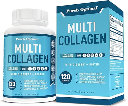 Premium Multi Collagen Peptides (Types I, II, II, V, X) - Collagen Pills for Skin Care, Hair Growth, Nails & Joints - Vitamin C, Hyaluronic Acid, Biotin, Gluten Free - 120 Collagen Capsules in Pakistan