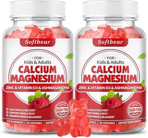 Calcium Magnesium Zinc Gummies, Sugar Free Calcium Supplement for Women Men, High Absorption Calcium with Vitamin D3 Gummies for Bone & Muscle Health, Vegan Raspberry Flavor - 120 Count in Pakistan