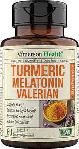 Turmeric, Melatonin & Valerian Root Sleep Aid Supplement. Natural Sleep Aid for Adults with L-Theanine, Ginger & Black Pepper Extract. Melatonin 3mg, Valerian Root Capsules. Relaxation & Sleep Support in Pakistan