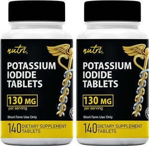 Potassium Iodide Tablets (2 Pack) 130mg - 280 Tablets EXP 10/2032 - Iodine Tablets - Potassium Iodine Pills - YODO Naciente - KI Pills - Potassium Iodine Tablets - Yoduro de Potasio - by Nutri in Pakistan