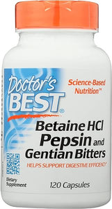Doctors Best Betaine HCL Pepsin and Gentian Bitters, Gluten Free, 120 Capsules (Pack of 1) in Pakistan
