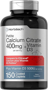 Calcium Citrate with Vitamin D3 | 150 Petites | Vegetarian Supplement | Non-GMO, Gluten Free | by Horbaach in Pakistan