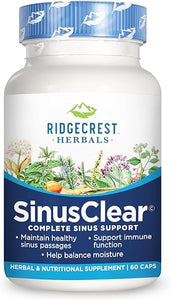 RidgeCrest Herbals SinusClear, Complete Formula for Sinus and Nasal Health with Mullein Leaf, Bromelain, Vitamin C, and Zinc, for Healthy Mucus, Immune & Respiratory Support, (60 Veg Caps, 30 Serv) in Pakistan