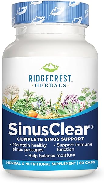 RidgeCrest Herbals SinusClear, Complete Formula for Sinus and Nasal Health with Mullein Leaf, Bromelain, Vitamin C, and Zinc, for Healthy Mucus, Immune & Respiratory Support, (60 Veg Caps, 30 Serv) in Pakistan in Pakistan