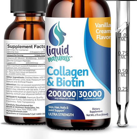 Liquid Collagen, 2 Fl. Oz Ultra-Strength Liquid Collagen for Women, Biotin and Collagen Supplements for Hair, Skin, Nails - Vanilla Cream Flavor in Pakistan