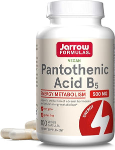 Jarrow Formulas Pantothenic Acid B5 500 mg - 100 Veggie Caps - Essential B Vitamin Dietary Supplement - Energy Production & Metabolism Support - 100 Servings in Pakistan