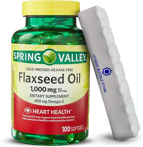 Spring Valley, Flaxseed Oil 1000mg Softgels, 100 Count Dietary Supplement + 7 Day Pill Organizer Included (Pack of 1) in Pakistan