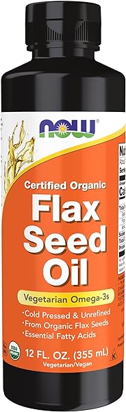 NOW Supplements, Certified Organic Flax Seed Oil Liquid, Cold-Pressed and Unrefined, 12-Ounce in Pakistan