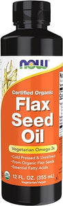 NOW Supplements, Certified Organic Flax Seed Oil Liquid, Cold-Pressed and Unrefined, 12-Ounce in Pakistan