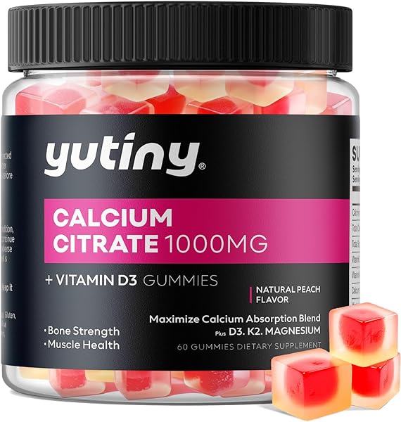 Calcium Citrate Filled Gummies, Extra Absorption Calcium Citrate 1000mg with Vitamin D3, K2 & Magnesium, Chewable Supplement for Bone, Muscle Health, 60 Count in Pakistan in Pakistan