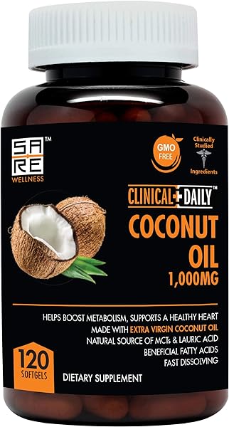 Organic Coconut MCT Oil Capsules Supplement- Pure Extra Virgin Oil, Cold Pressed- Hair, Skin, Nails Vitamin Pills, Support Keto Diet for Weight- 120 Lauric & Caprylic Acid Softgels in Pakistan in Pakistan