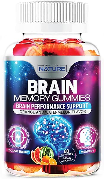 Nootropic Brain Booster Gummies Supplement - Memory, Focus & Concentration Gummy with Vitamins B6 & B12, Proven and Tested Phosphatidylserine - Natural Cognitive Function & Energy Boost, 60 Gummies in Pakistan