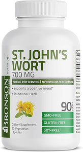 Bronson St. John's Wort 700 MG per Serving Hypericum Perforatum Supports a Positive Mood - Non-GMO, 90 Vegetarian Capsules in Pakistan