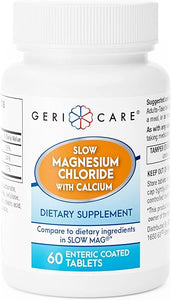 Slow Magnesium Chloride + Calcium Tablets by Geri-Care | Nutritional Supplement | 60 Count Bottle in Pakistan