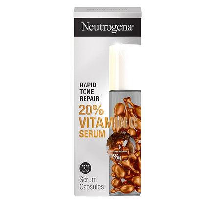 Neutrogena Rapid Tone Repair 20% Vitamin C Brightening Serum Capsules, Reduce Dark Spots