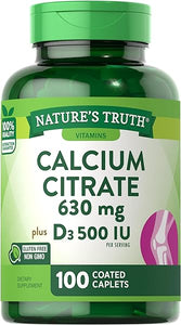 Calcium Citrate with Vitamin D3 | 100 Caplets | Non-GMO, Gluten Free Supplement | by Nature's Truth in Pakistan