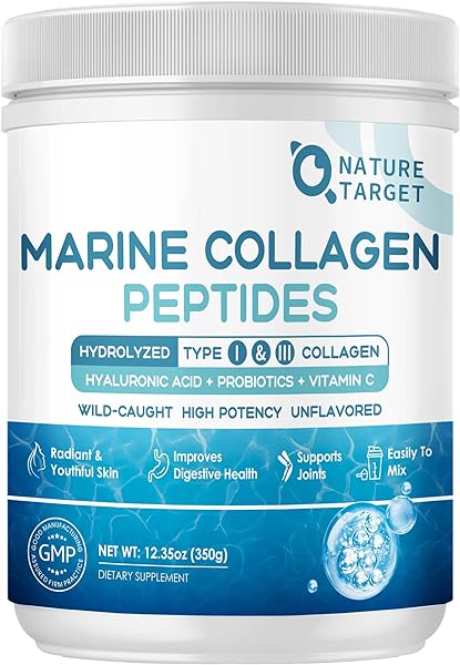 Marine Collagen Peptides Powder - Type I & III Hydrolyzed Collagen with Probiotics, Vitamin C & Hyaluronic Acid for Skin, Hair, Nails & Joint, Wild-Caught Fish & Grass-Fed Bovine, 35 Servings in Pakistan
