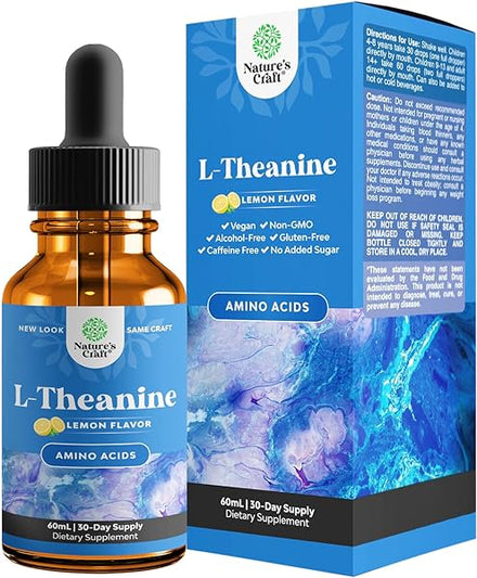 High Absorption L-Theanine Liquid Drops - Nootropic Focus Supplement with L-Theanine 200mg Per Serving and Chamomile Extract - L Theanine Supplement for Adults and Kids Relaxation and Focus - 2oz in Pakistan