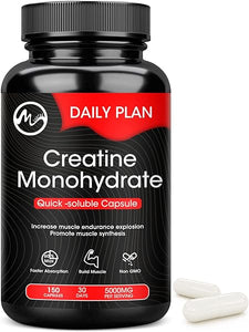 Creatine Monohydrate Capsules 5000MG - Unflavored Creatine pills 150 Capsules - Muscle Strength Supplement - Support Energy /Athletic /Workout Anti-fatigue for Men Women in Pakistan