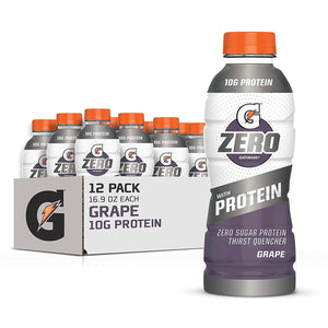 Gatorade Zero With Protein, 10g Whey Protein Isolate, Zero Sugar, Electrolytes, Glacier Cherry, 16.9 Fl Oz, 12 Pack
