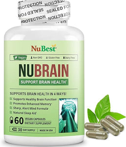 NuBrain Booster - Brain Supplement for Brain Booster, Enhanced Memory, Focus & Clarity with St. John’s Wort, Ginkgo Biloba, Bacopa & More - Premium Nootropic Brain Supplement - 60 Vegan Capsules in Pakistan