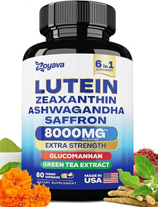 Lutein and Zeaxanthin Supplements 8000 MG Eye Vitamins with Saffron for Eye Health Supplements for Adults, Infused with Glucomannan, Ashwagandha, and Green Tea Extract Vision and Eyes Support in Pakistan