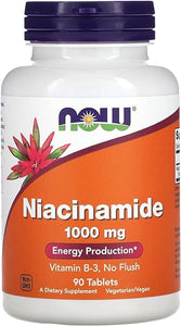 NOW Supplements, Niacinamide (Vitamin B-3) 1000 mg, Energy Production*, 90 Tablets, White, Off-White in Pakistan