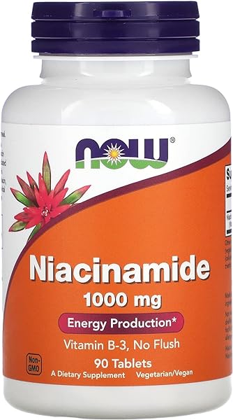 NOW Supplements, Niacinamide (Vitamin B-3) 1000 mg, Energy Production*, 90 Tablets, White, Off-White in Pakistan in Pakistan