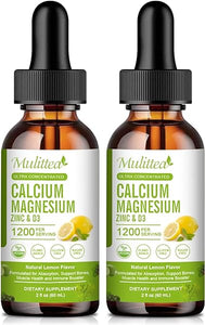 Calcium Magnesium Zinc with Magnesium Glycinate 500mg Plus Vitamin C D3 K2 | 2 Month Supply | Calcium Supplement | Bone Support | Calcium with Vitamin D3 K2 Liquid Drop | Gluten Free | (2 Pack) in Pakistan