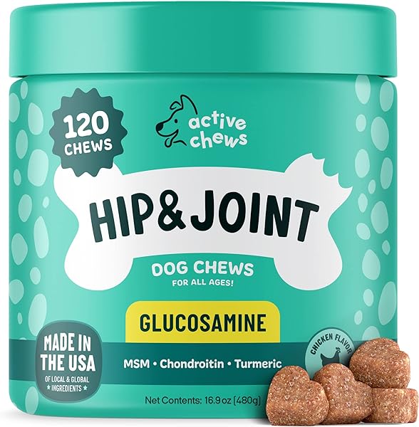 Glucosamine for Dogs Soft Chews 120 ct - Hip and Joint Supplement for Dogs with Chondroitin, Turmeric & MSM - Dog Joint Supplement + Vitamin E for Small, Large Breed & Senior Dogs Mobility Support in Pakistan in Pakistan