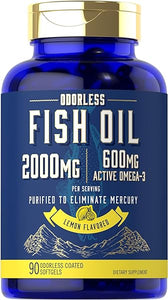 Carlyle Fish Oil 2000mg | 600mg Omega 3 with EPA & DHA | 90 Odorless Softgels | Lemon Flavored Supplement | Non-GMO & Gluten Free Pills in Pakistan
