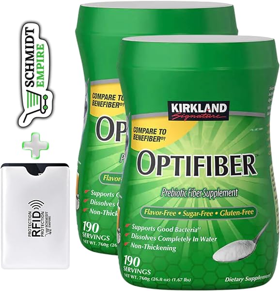 Kirkland Signature Optifiber Prebiotic Fiber Supplement, 26.8 oz, 190 Servings + 1 Card Protector SchmiidtEmpire + Sticker (Pack of 2) in Pakistan in Pakistan