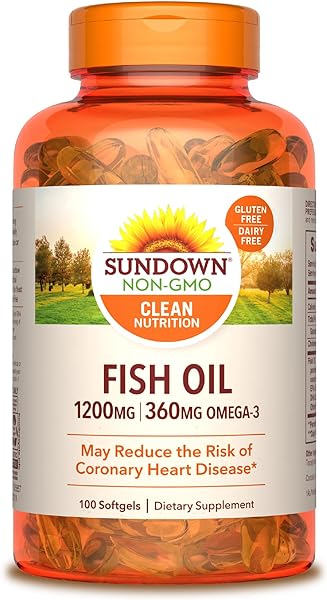 Sundown Fish Oil 1200 mg, Omega-3 Dietary Supplement, Supports Heart Health, 100 Softgels (Packaging May Vary) in Pakistan