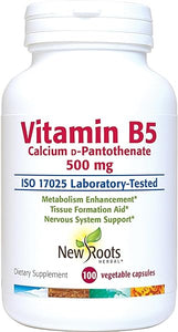 NEW ROOTS HERBAL - Vitamin B5-500mg - 100 Capsules - Vitamin B5 Pantothenic Acid Supplement - Calcium D B5 Vitamins Pantothenic Acid 500mg - B5 Supplement Pantothenic Acid B5 in Pakistan