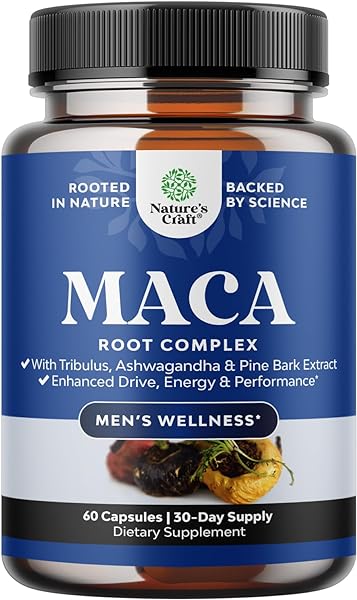 Black Maca Root Capsules for Men - Herbal Enhancement Supplement for Men with Siberian Ginseng Ashwagandha and Black Maca Root for Men - Invigorating Drive Mood Strength & Energy Booster for Men in Pakistan