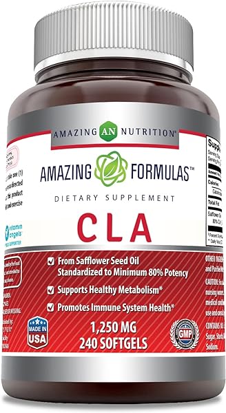 Amazing Formulas CLA Conjugated Linoleic Acid Softgels - Promotes Metabolism & Immune Health (Non-GMO, Gluten Free) (1250 Mg, 240 softgels) in Pakistan