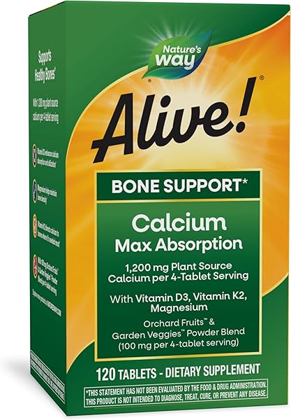 Nature's Way Alive! Calcium Bone Support* Supplement, Vitamin D3, K2 & Magnesium, 120 Tablets in Pakistan in Pakistan