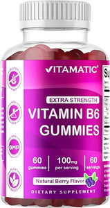 Vitamatic Vitamin B6 100mg - Berry Flavor - 60 Pectin Based Gummies - Supports Nervous System in Pakistan