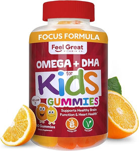 Feel Great Vitamin Co. Complete DHA Gummies for Kids | with Omega 3 6 9 + DHA, Vitamin C | Supports Healthy Brain Function, Vision & Heart Health | Gluten Free, Vegetarian | 60 Gummies in Pakistan