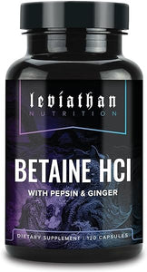 Leviathan Betaine HCl with Pepsin & Ginger - Digestive Enzymes Supplement for Digestion Aid & Support, Stomach Acid & Nutrient Absorption in Pakistan